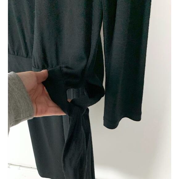 ELIE TAHARI Tie Waist Layered Look Sweater Dress Tiered Viscose Wool Black 8 - Picture 4 of 10